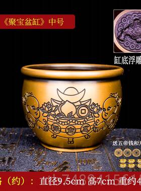 正品铜缸摆件黄铜米缸百缸铜聚盆宝福聚财招财缸烟灰缸居家玄关纯