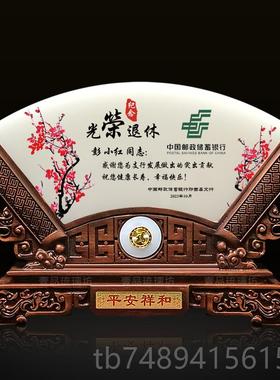 正品送g师高档老商务礼品天然玉石屏摆件送公风司领导退休礼物定