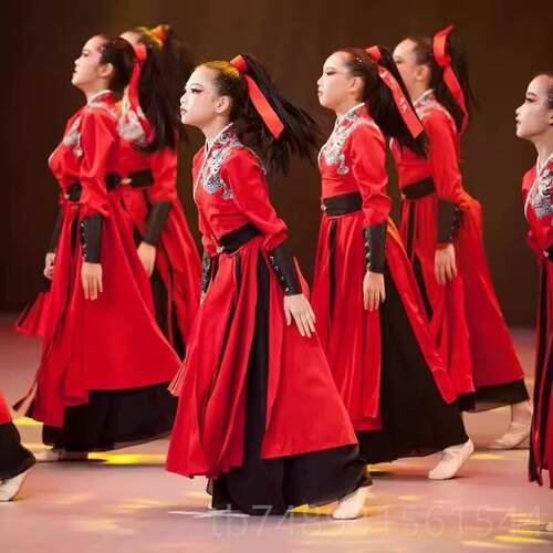 正品雪龙潮吟舞演出服中国风打鼓服国典古扇子舞练功服古装表演蹈