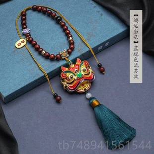 朴房醒车狮汽车挂琅件创内吊饰手工黄铜珐彩后视镜车载吊坠意 正品