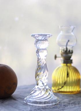 正品V软inage 复居古墨t绿彩色玻璃烛台家装装饰摆件