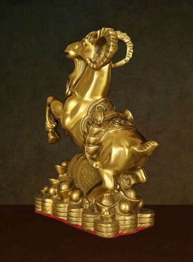 全铜招财羊金钱羊摆件家居客厅装饰办公室工艺品新居礼品中式送礼