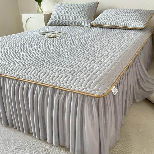 冰丝乳胶凉席三件套床裙款加厚5MM学生单人两件套可水洗空调软席