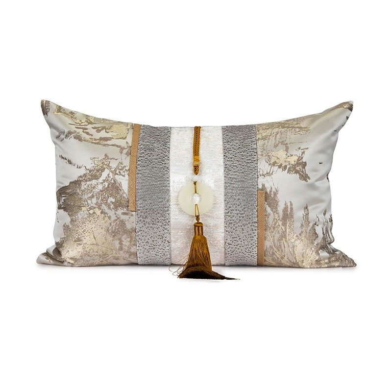 精选元熙壹品新中式样板房客厅沙发抱枕靠垫灰金抽象山纹加玉卧室,居家布艺,腰靠垫,淘宝优惠券,粉丝福利购,淘宝优惠卷