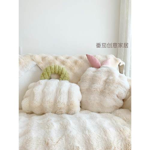 抱枕被两用二合一毯子撸猫感毛绒秋冬午睡盖毯兔毛绒抱枕靠垫车载