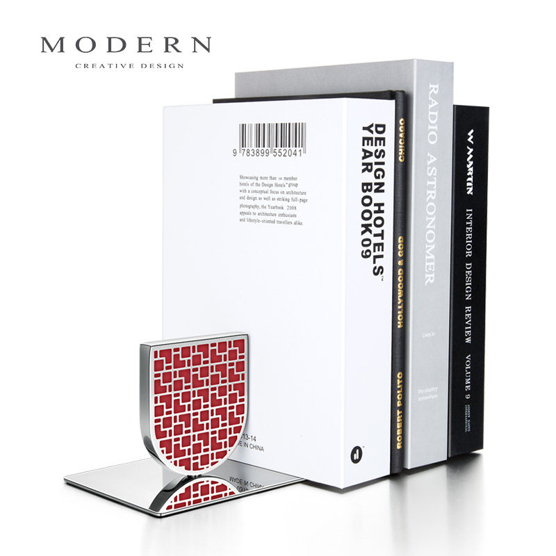 MODERN轻奢新中式创意书立工艺品摆件样板房简约书挡板书架刻字