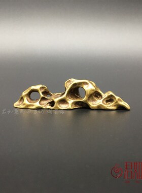 精选纯铜假山形笔架实心黄铜假山型迷你小笔架文房用品桌面小精品