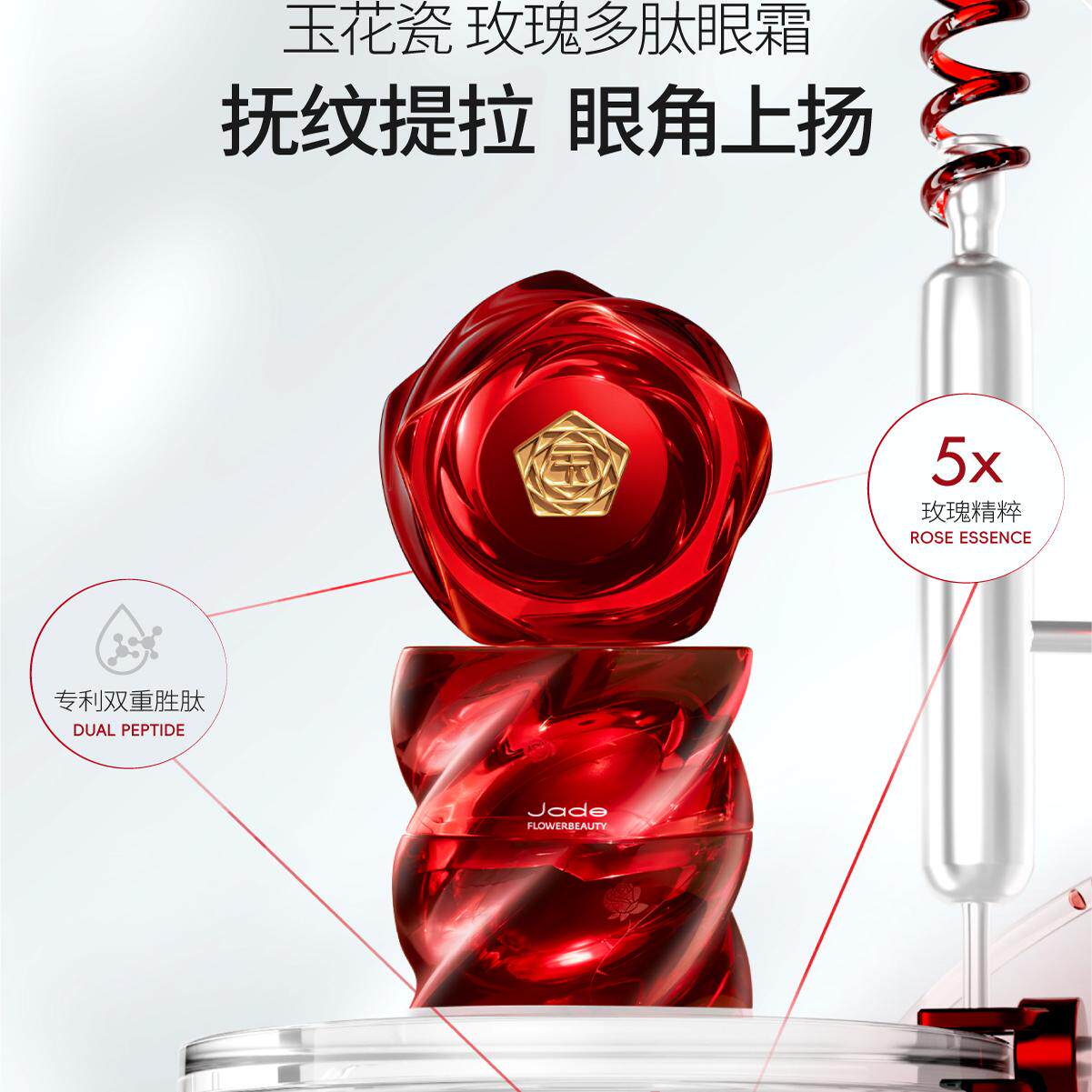 玉花瓷jade玫瑰多肽玻色因淡纹抗皱紧致眼霜