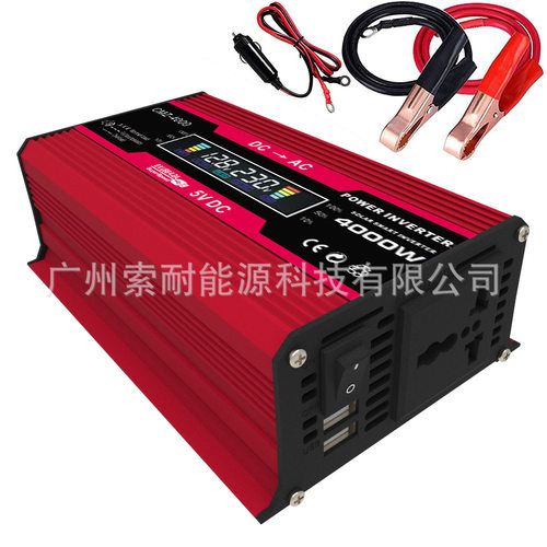 至尊款车载逆变器300W 12V转110V 220V 智能彩屏双USB口 inverter