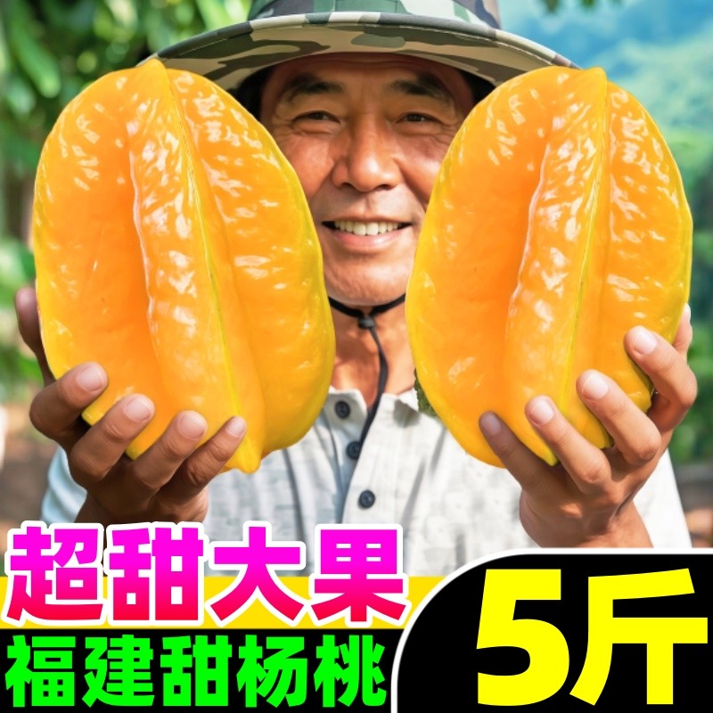 福建漳州甜杨桃新鲜水果5斤应当季杨扬洋阳桃特大果树上熟整箱5斤,水产肉类/新鲜蔬果/熟食,杨桃,淘宝优惠券,粉丝福利购,淘宝优惠卷