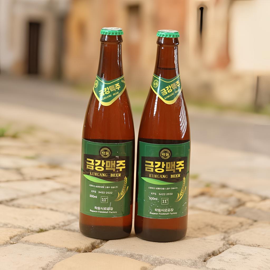 金刚啤酒朝鲜黄啤特产原装进口丹东旅游平壤鸭绿江凤鹤大同江