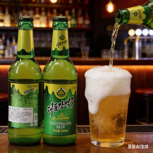 龙城啤酒朝鲜黄啤特产原装进口丹东旅游平壤鸭绿江凤鹤大同江