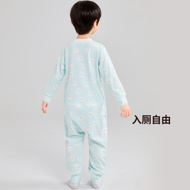 男童连体睡衣2023春秋新款儿童睡衣纯棉男宝宝睡袋中大童连身睡衣
