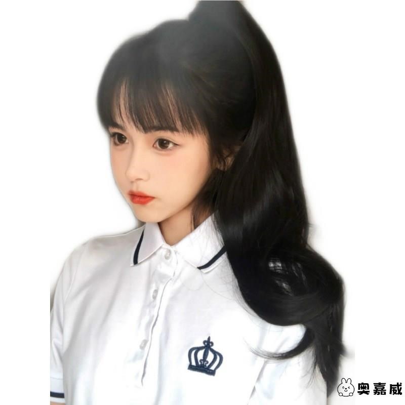 儿童假发女童中长卷发抓夹马尾大波浪自然隐形高辫子女孩发饰好看