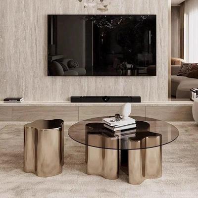 小户型钢化玻璃茶几客厅2024新款轻奢高级感异形组合设计师款茶几