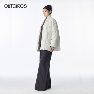 OUTCiRCS对襟羽绒服 2025秋冬新款廓形简约时尚立领羽绒服外套