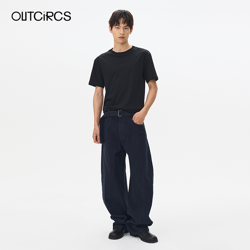 OUTCiRCS25SS系带原色弯刀牛仔裤