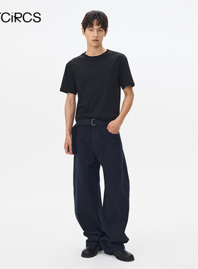 OUTCiRCS系带原色弯刀牛仔裤2025春季新品男女同款重磅全棉休闲裤