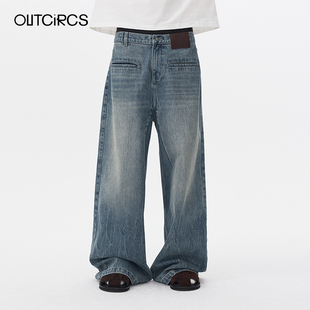 OUTCiRCS前插口袋牛仔裤男款春夏复古丹宁直筒休闲长裤