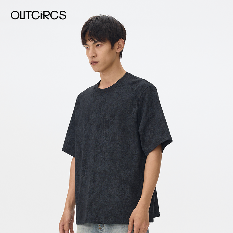 OUTCiRCS水洗捏褶T恤宽松短袖