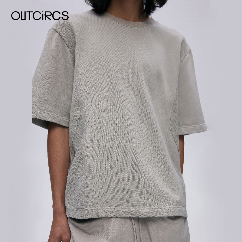 OUTCIRCS“双重灰”拼接T恤短袖