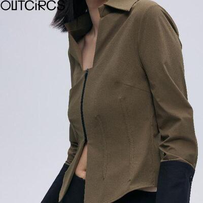 OUTCiRCS修身简约拉链袖口衬衫