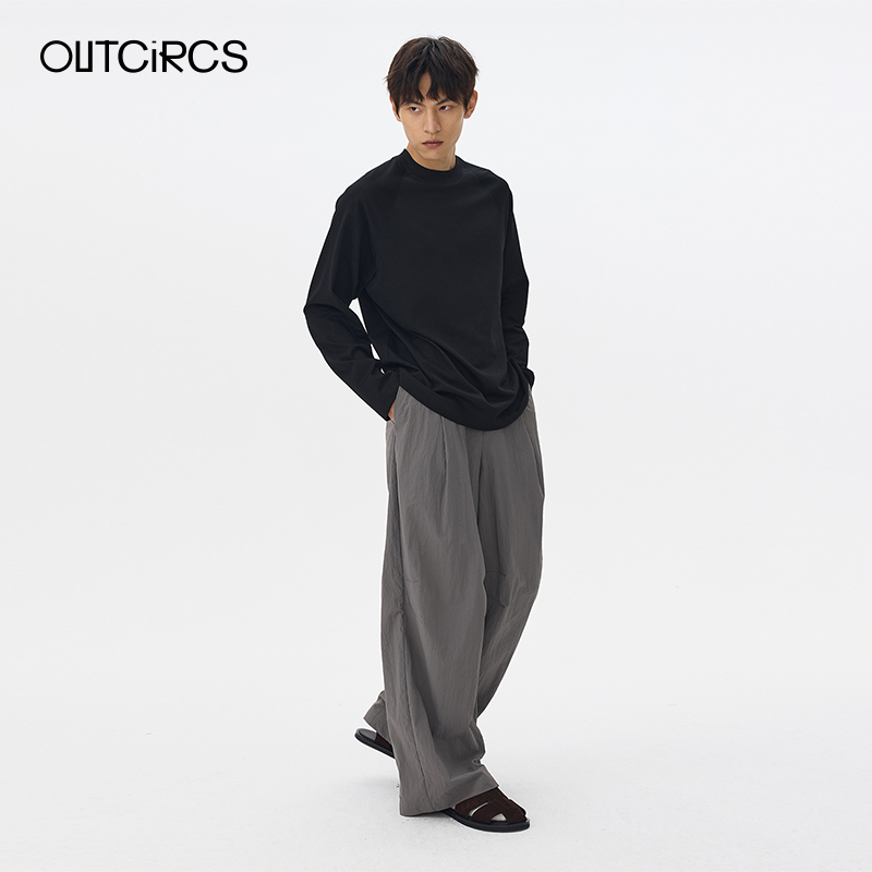 OUTCiRCS自然褶皱轻松廓形裤