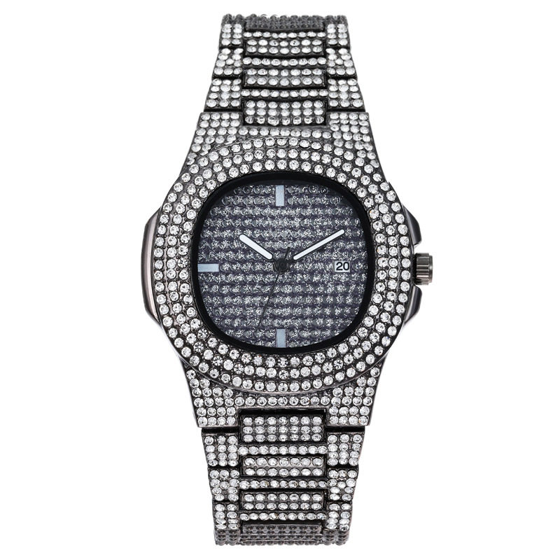 thumbnail for Glitter diamond popping diamond set women's watch, baby's breath diamond watch, steel strap women's watch fashion full diamond watch, men's with diamonds