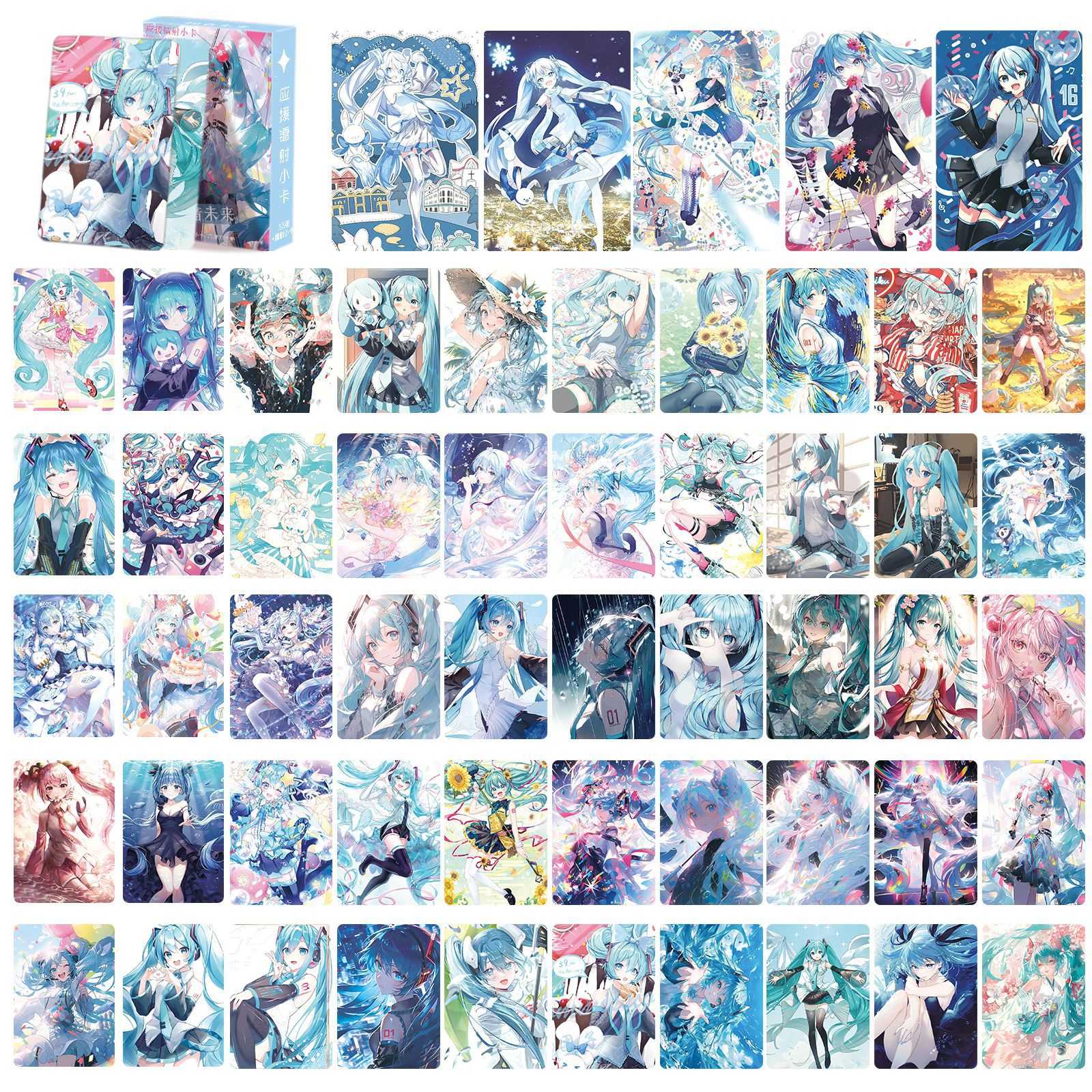 初音未来镭射小卡55张同款二次元高清图案LOMO卡周边圆角覆膜卡片