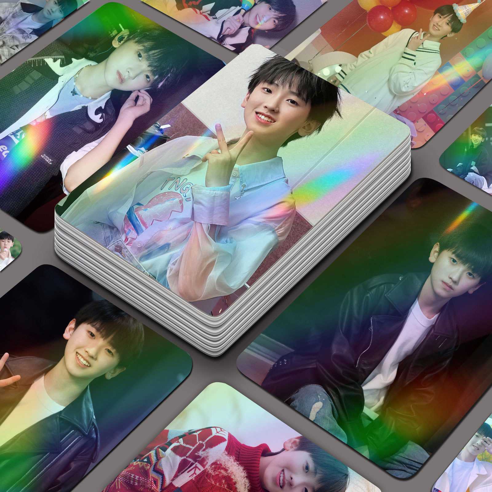 左奇函镭射小卡55张TF三代单人周边高清小卡拍立得圆角收藏lomo卡