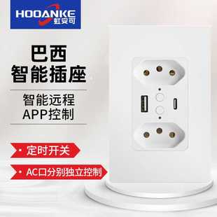 新款巴西标Inmetro入墙式智能墙壁插座Type C口双USB涂鸦智能WIFI