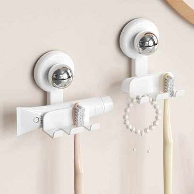 吸盘牙刷架壁挂式牙杯架牙刷杯收纳架牙刷置物架免打孔浴室卫生间