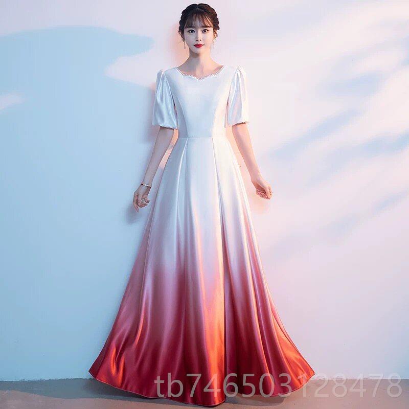 高档红大合唱团演出服女长裙诵225新款高端0舞台表演朗比赛晚歌礼图片