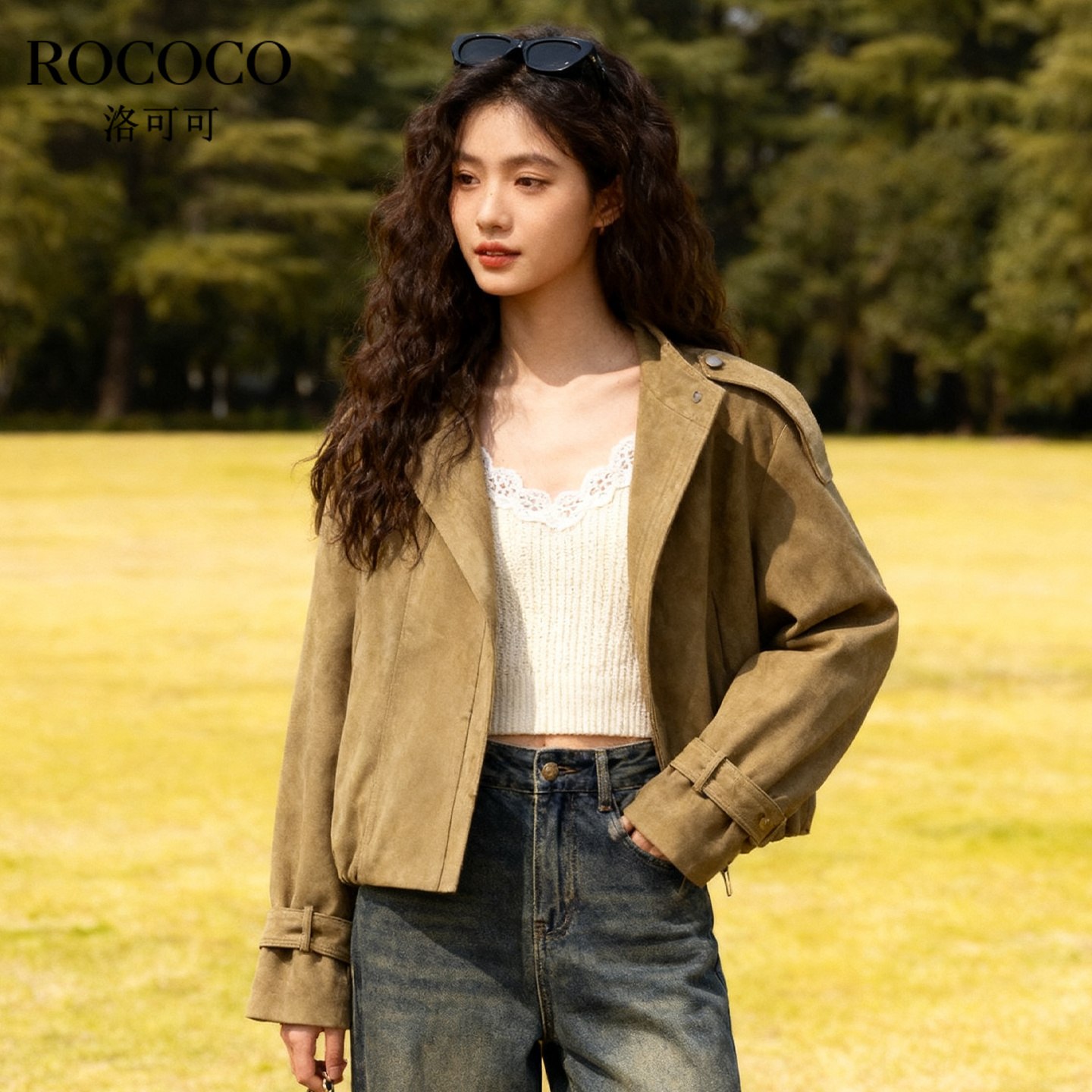 ROCOCO/洛可可2025秋季新款棕色短款工装外套女宽松显瘦百搭上衣