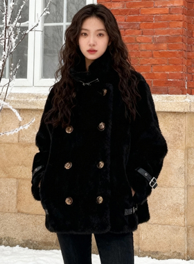 ROCOCO/洛可可2025新款毛茸茸外套女小个子仿水貂绒加厚高领上衣
