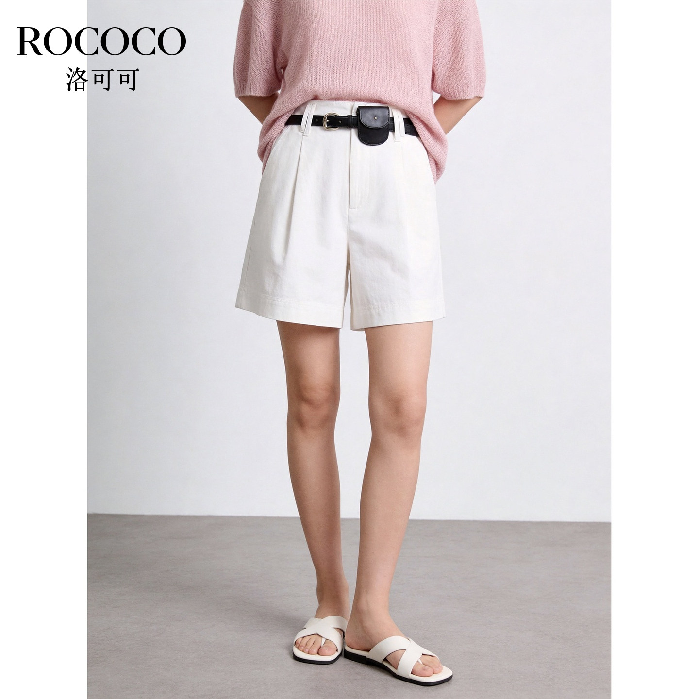 ROCOCO/洛可可通勤亚麻五分裤女士夏季轻薄透气显瘦休闲短裤