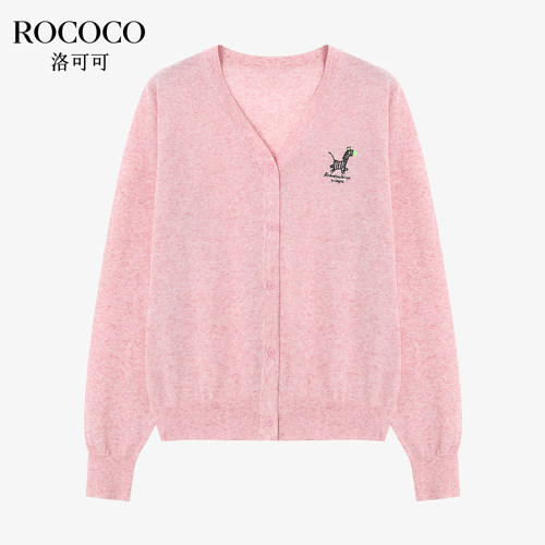 ROCOCO/洛可可26春夏新款刺绣搞怪小马针织开衫简约百搭上衣