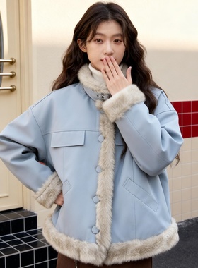 ROCOCO/洛可可双面可穿立领外套女复古口袋设计保暖休闲秋冬上衣