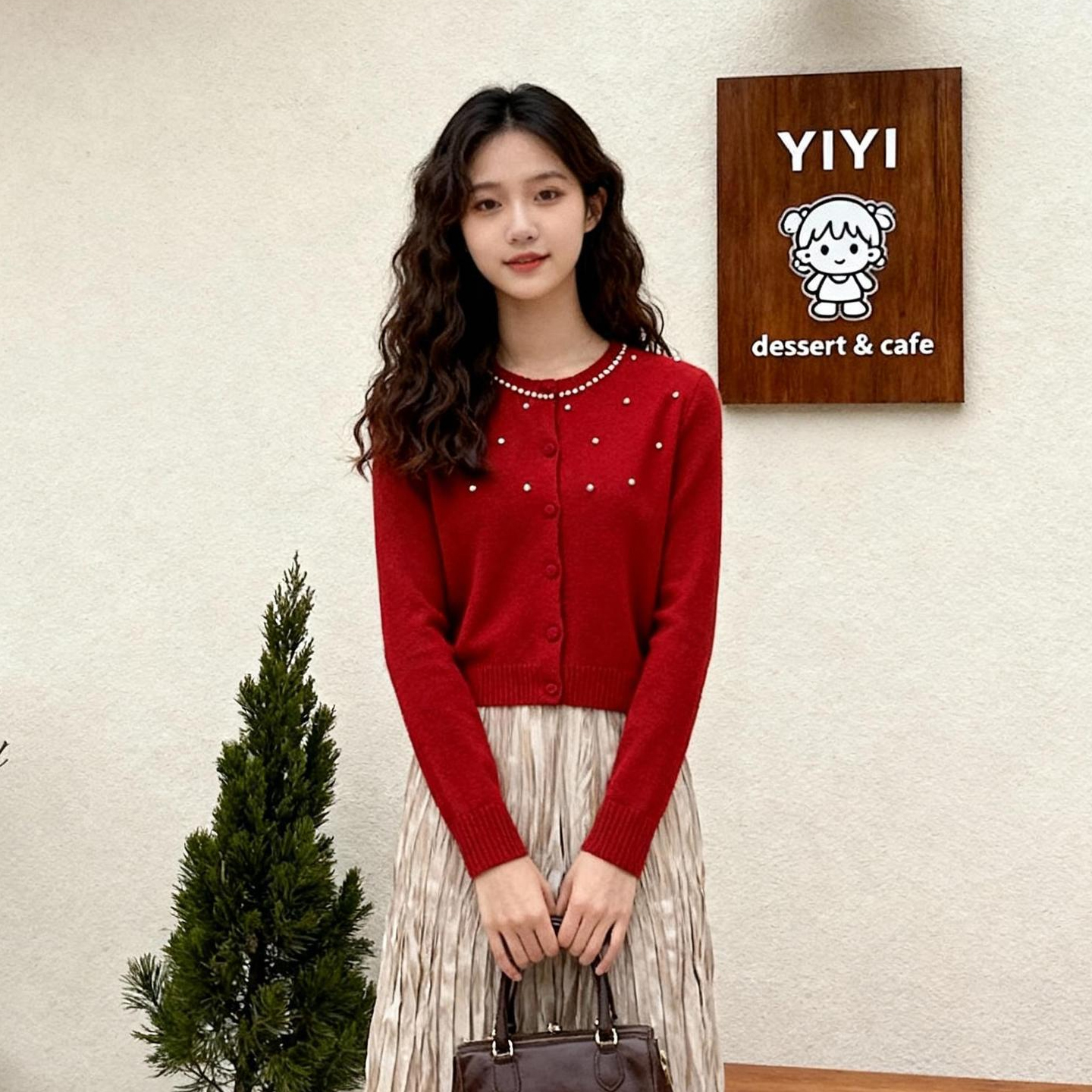 洛可可绵羊毛钉珠毛衣开衫