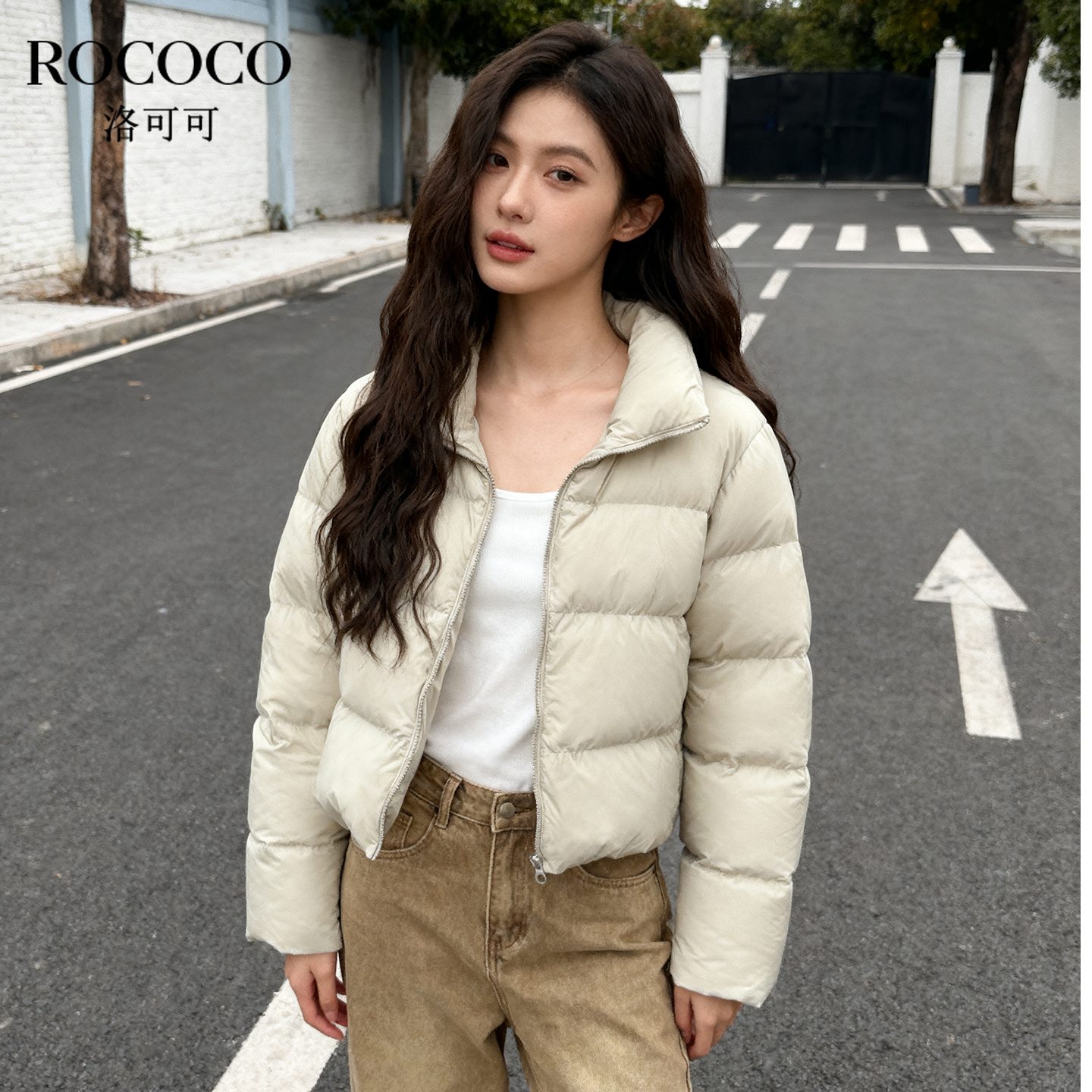 ROCOCO/洛可可2025秋新款小个子短款羽绒服女时尚加厚面包服外套