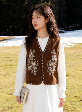 ROCOCO/洛可可2025秋新款复古刺绣马甲女民族风时尚百搭外搭背心