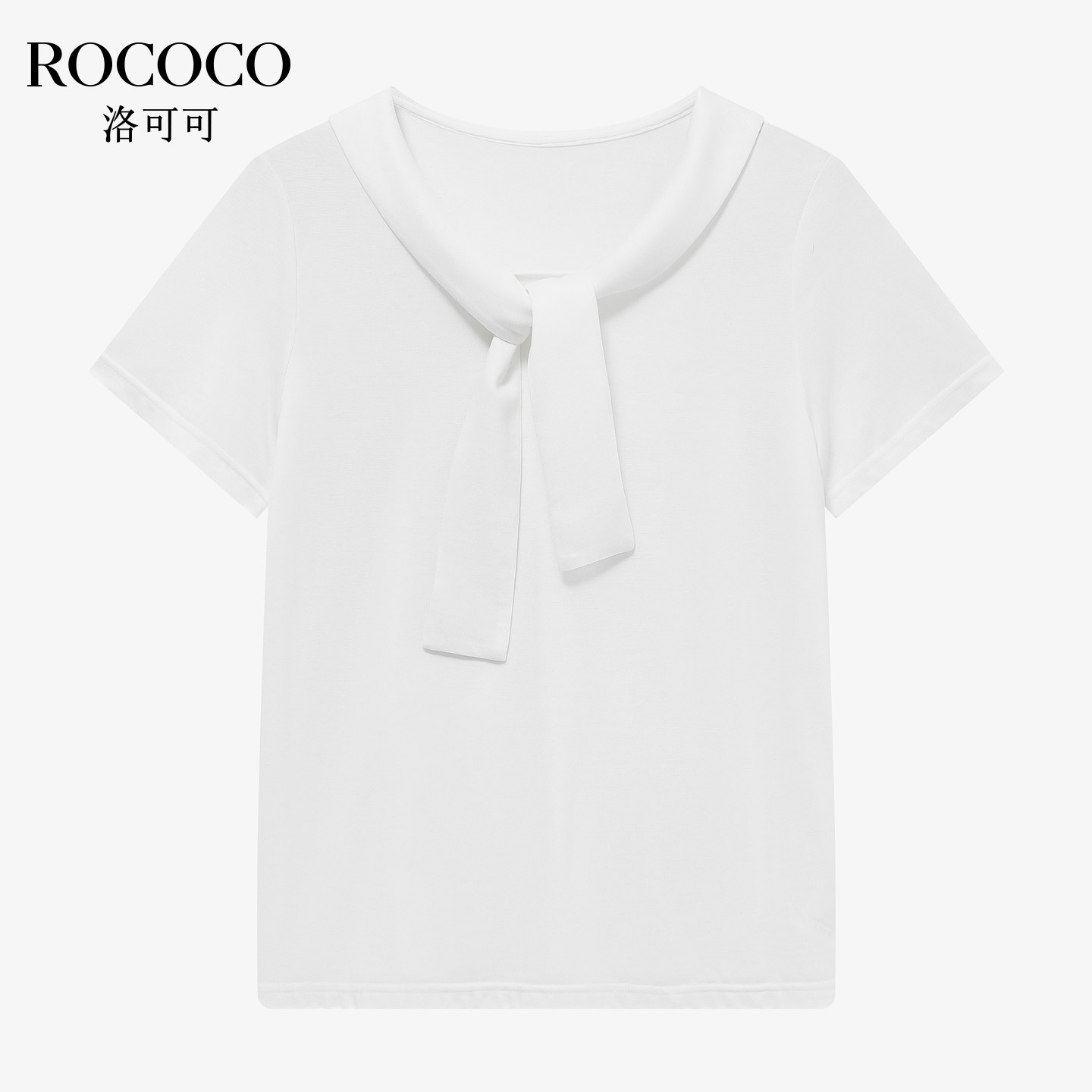 ROCOCO/洛可可法式学院风黑色短袖T恤女夏季披肩领减龄上衣