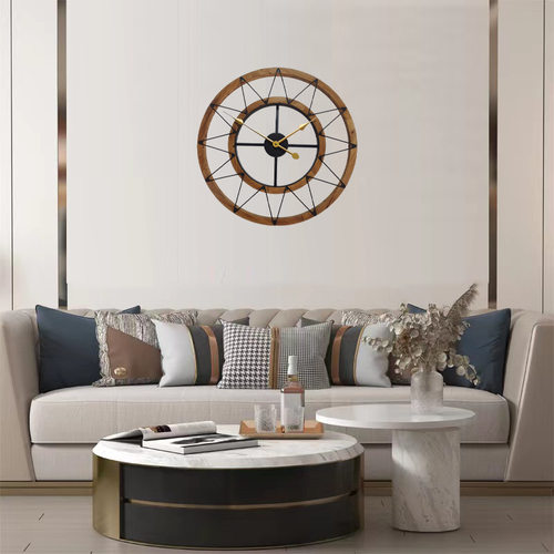 玄关客厅时尚挂墙艺术轻奢钟表圆形静音室内挂钟批发