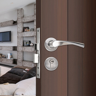 厂家批发304拉丝不锈钢实心分体锁办公室卧室房门精铸执手锁