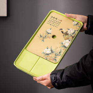 陶瓷路宝干泡盘储水式 功夫小茶盘批发 茶台小号办公家用茶盘日式