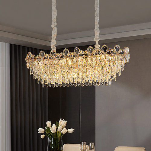 铧锒餐吊水晶吊灯法式高端大气长条吧台灯轻奢设计师设计茶室吊灯