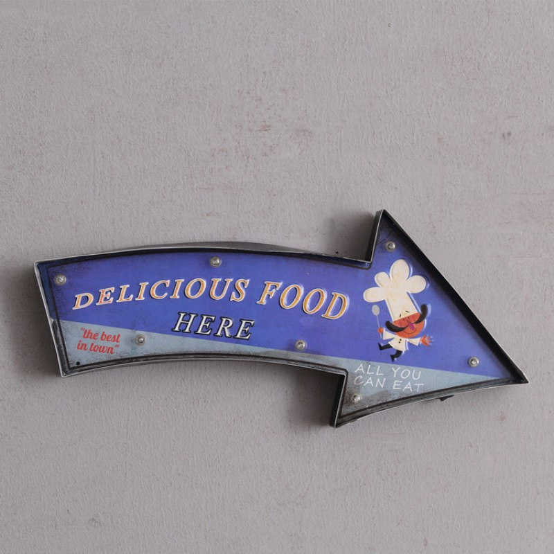 复古风格墙面壁饰箭头指示牌LED灯酒吧咖啡馆室内墙面装饰灯