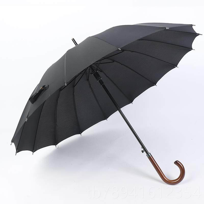 高档1骨双人防实6木弯柄长柄直杆伞晴雨伞加固风o商务伞定制log广