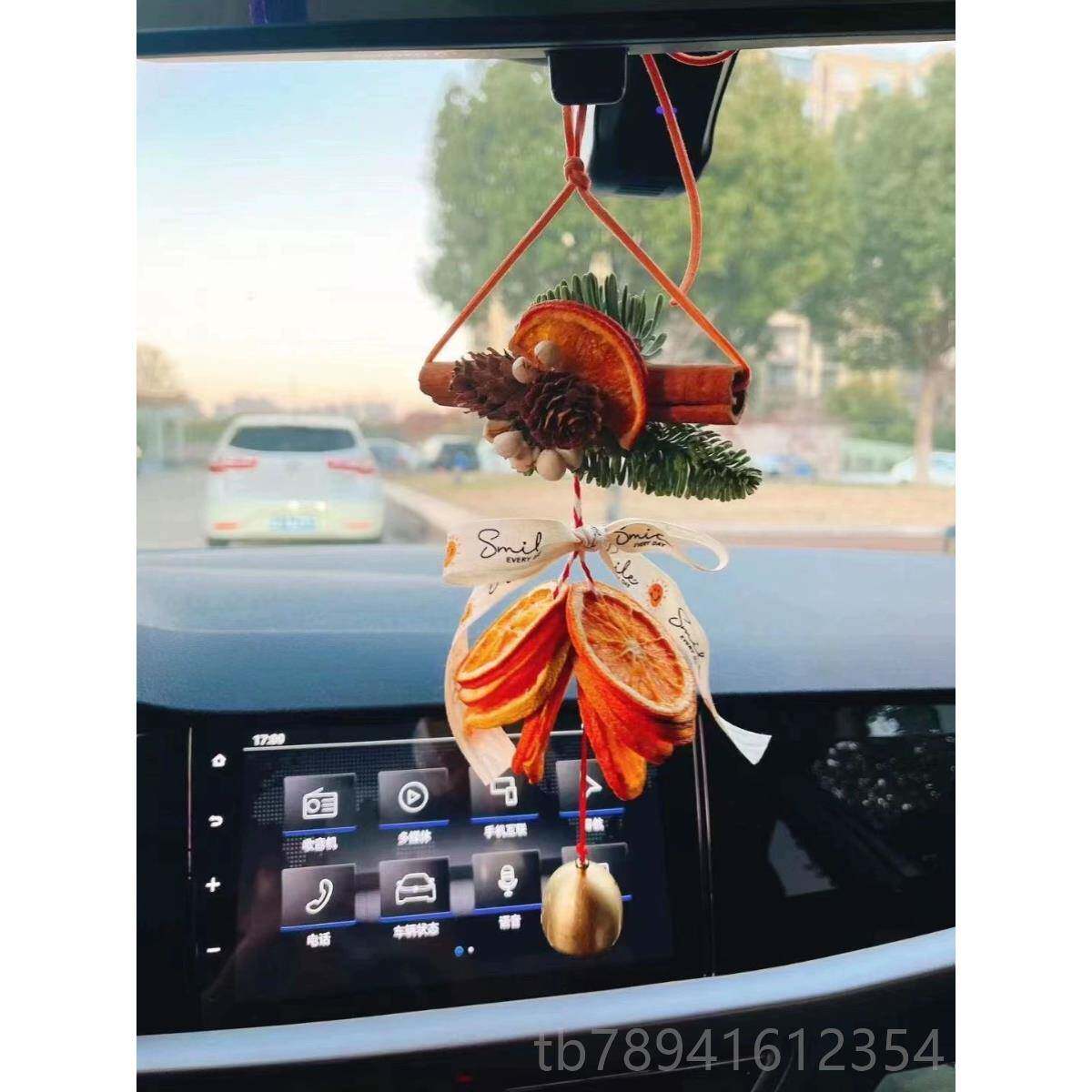 高档大橘大利橙片汽车内挂坠件诺贝松松果花饰车干挂吊饰品圣装诞