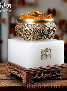高档黄铜聚宝摆件招金财聚财客厅元开宝新家乔迁礼物盆新店业礼品